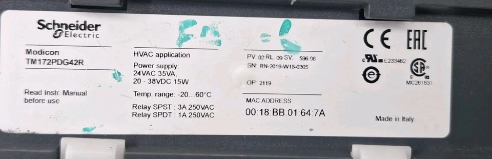 SCHNEIDER ELECTRIC MODICON M172 TM172PDG42R MODICON M172TM172PDG42R FREE SHIP